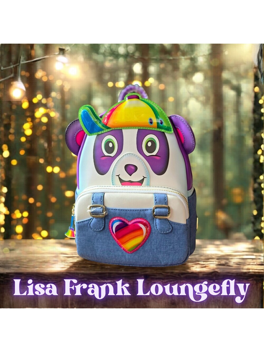 NWT Lisa Frank Painted Panda 3D Loungefly Mini Backpack